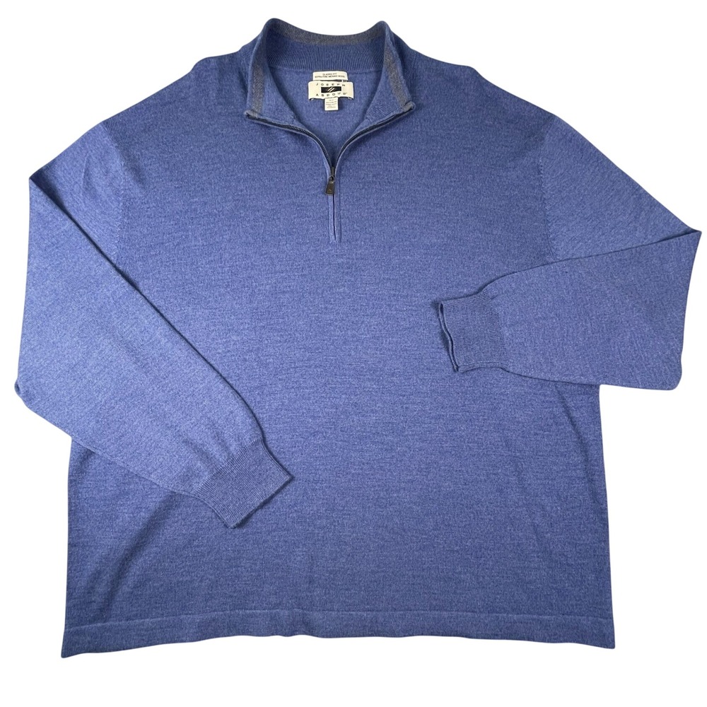 Joseph Abboud Sweater Mens 3X Blue Extra Fine Merino Wool Quarter Zip Classic
